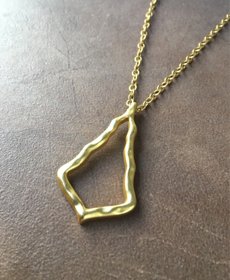 Satin Gold Tree Necklace Minimalist Abstract Christmas Tree Pendant