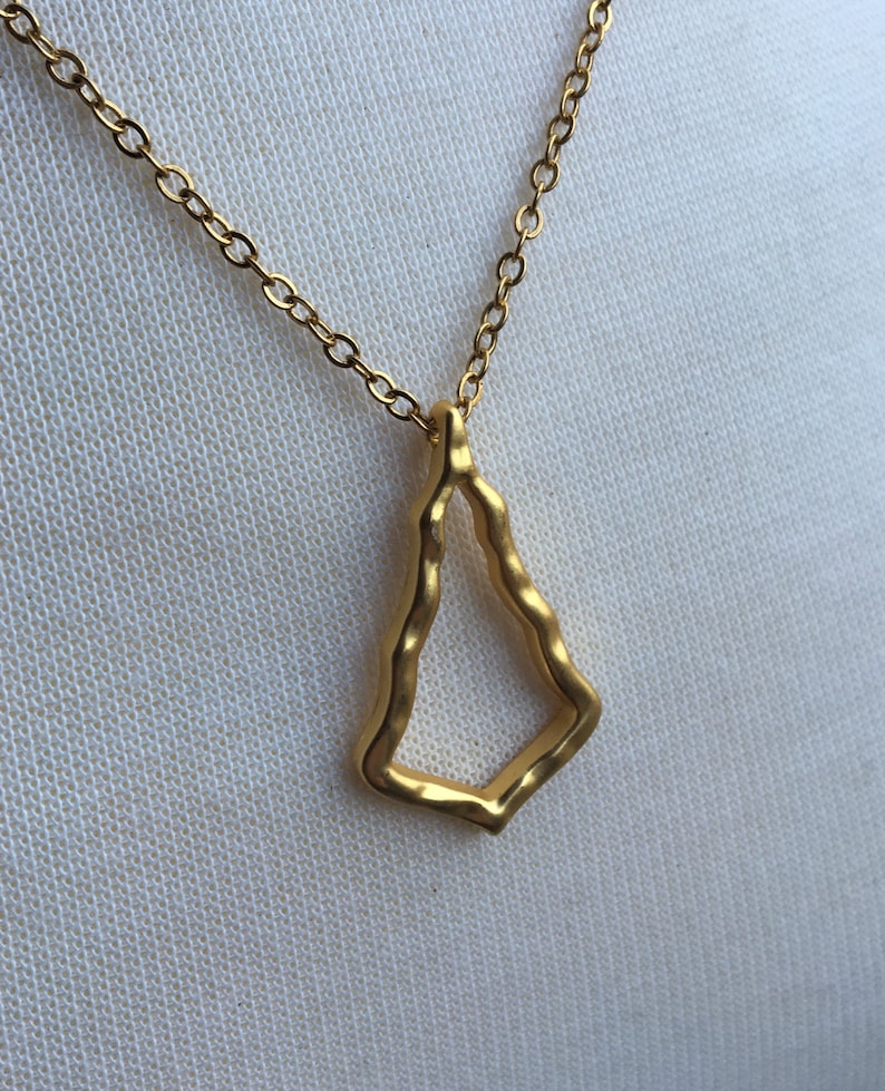 Satin Gold Tree Necklace Minimalist Abstract Christmas Tree Pendant