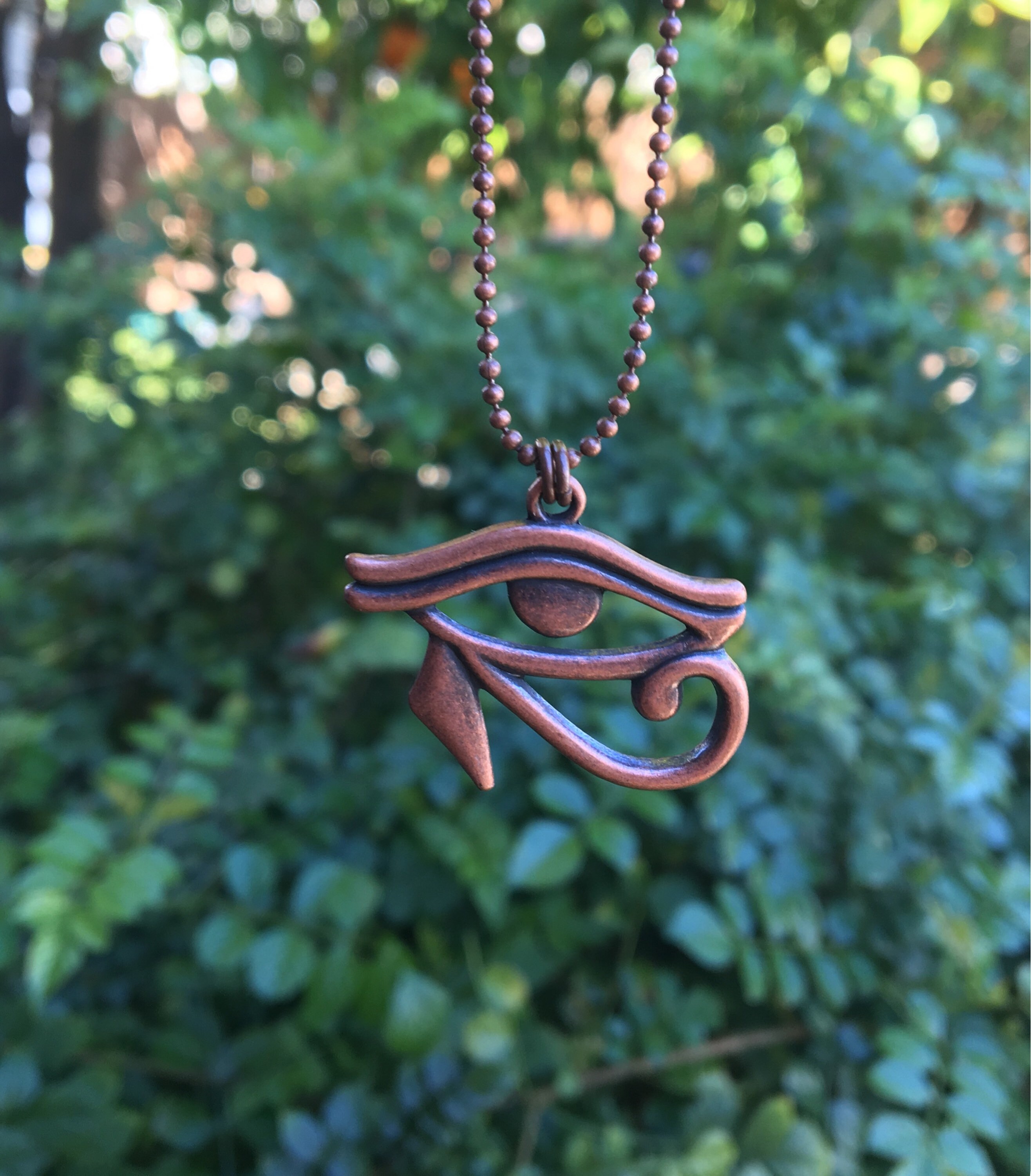 Copper Eye of Horus Necklace Ancient Egyptian God's Eye Charm on