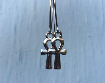 Key of Life Navel/Belly Ring With A Bead Dangle. Black Acrylic Ankh 