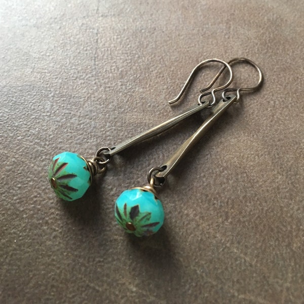 Mint Dangle Earrings Etsy