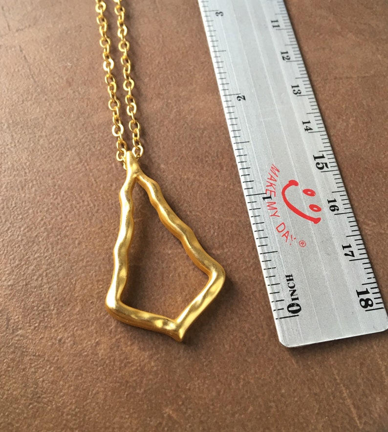 Satin Gold Tree Necklace Minimalist Abstract Christmas Tree Pendant