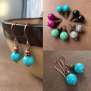 DIY Kit Kleine Kupfer & Steinkugel Anhänger | Kleiner Mini Tropfen Ball - Selbermachen oder Fertig | Alltags Halbedelschmuck