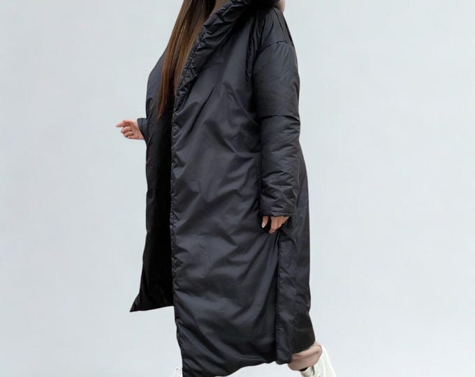 Featured listing image: Long Puffer Coat for Women | Warm Winter Quilted Jacket | Oversized Blanket Coat | Handmade in Ukraine