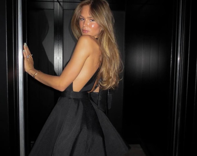 Featured listing image: Satin Dress with Open Back, Perfect for Parties, Weddings, and Special Occasions, Lightweight and Timeless Design for Modern Women