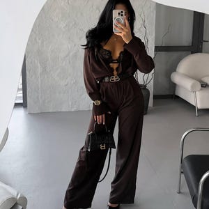 Women&#39;s Two Piece Set Shirt and Pants, Soft Fabric Loungewear Outfit, Casual Relaxed Fit Suit, Stylish Co-ord Set for Women, Travel Wear
