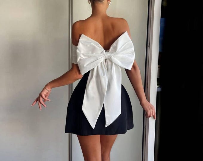 Featured listing image: Stylish Dress with Detachable Bow Elegant - Floral Lace Women's Dress - Delicate Spring Fashion Vintage-Inspired Delicate Women's Dress