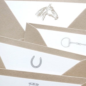 Equestrian Stationery Set with Envelopes. Thoroughbred. Snaffle Bit. Horseshoe. Julep Cup. image 1