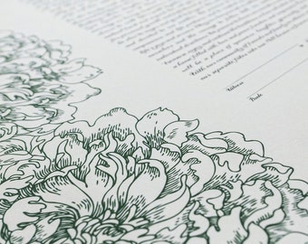 Signature Ketubah - Peonies