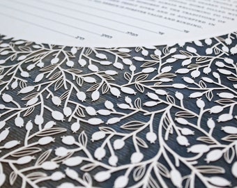 Circular Papercut Ketubah Printed Border - Circular Lace Leaves