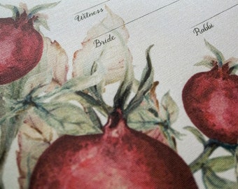 Ketubah Bookcloth - Watercolor Pomegranates