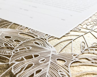 Ketubah Papercut - Tropical Frame (Metallic Border Design)