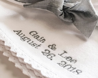 PERSONALIZED Heirloom Wedding Challah Cover with Crocheted Edges. Under the Chuppah.