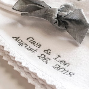 PERSONALIZED Heirloom Wedding Challah Cover with Crocheted Edges. Under the Chuppah. image 1