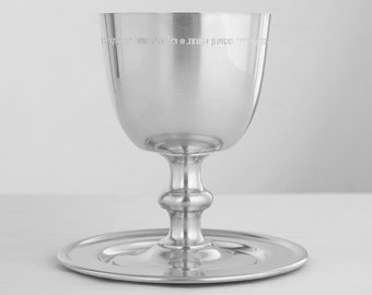 Beloved Pewter Wedding Kiddush Cup. Wedding Kiddush Cup. Jewish Wedding. Kiddush Cup and Plate. Engraved Kiddush Cup.