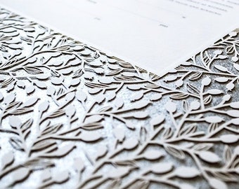 Ketubah Papercut - Lace Leaves (Metallic Border Design)