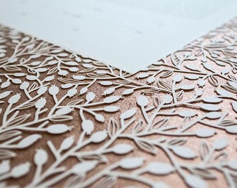 Ketubah Papercut - Lace Leaves (Metallic Border Design)