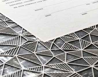 Ketubah Papercut - Geometric (Metallic Border Design)