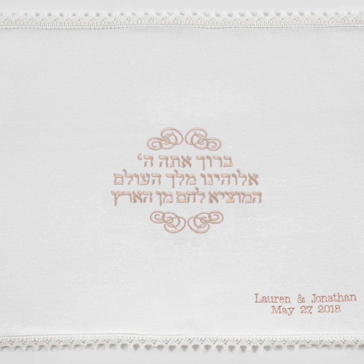 Personalized Heirloom Challah Cover With Crocheted Edges. Under the Chuppah. Wedding Challah Cover. Shabbat Challah. - Etsy