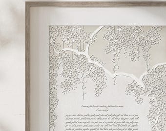 Papercut Ketubah - Falling Blossoms