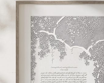 Metallic Papercut Ketubah - Falling Blossoms