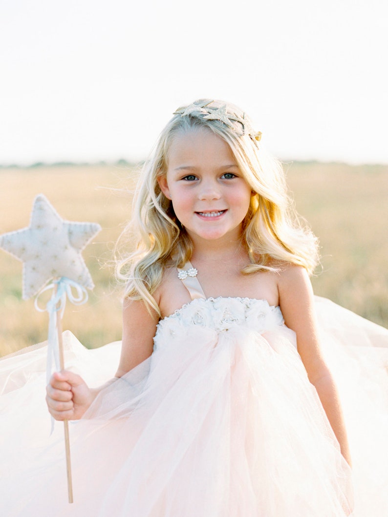 PERSONALIZED Flower Girl Star Wand with embroidered stars and beads. Flower Girl Wand. image 9