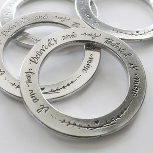 Beloved Pewter Napkin Rings - I am my beloved&#39;s and my beloved is mine - (sets of 4, 6, or 8). Ani l&#39;dodi v&#39;l&#39;dodi li. Song of Songs.