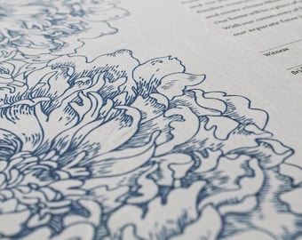 Ketubah Japanese Washi Paper - Peonies