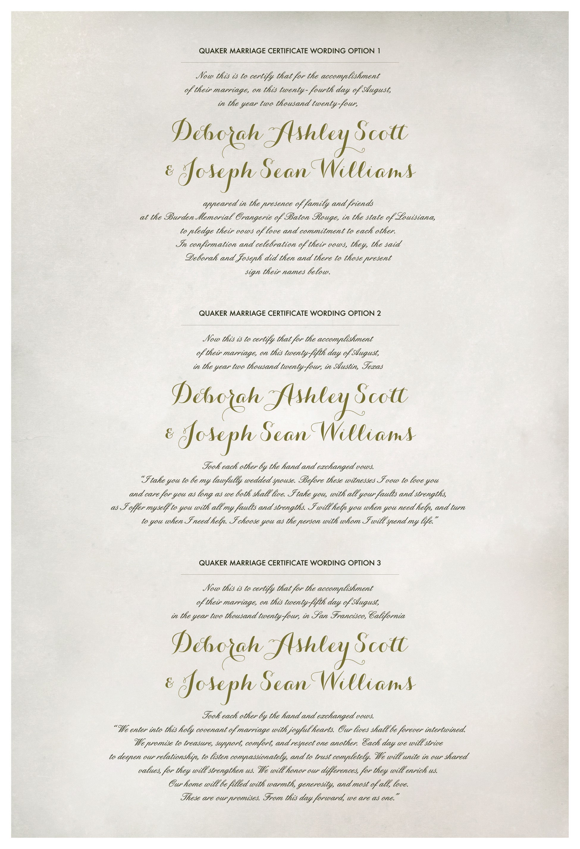 Quaker Wedding Vow Wording