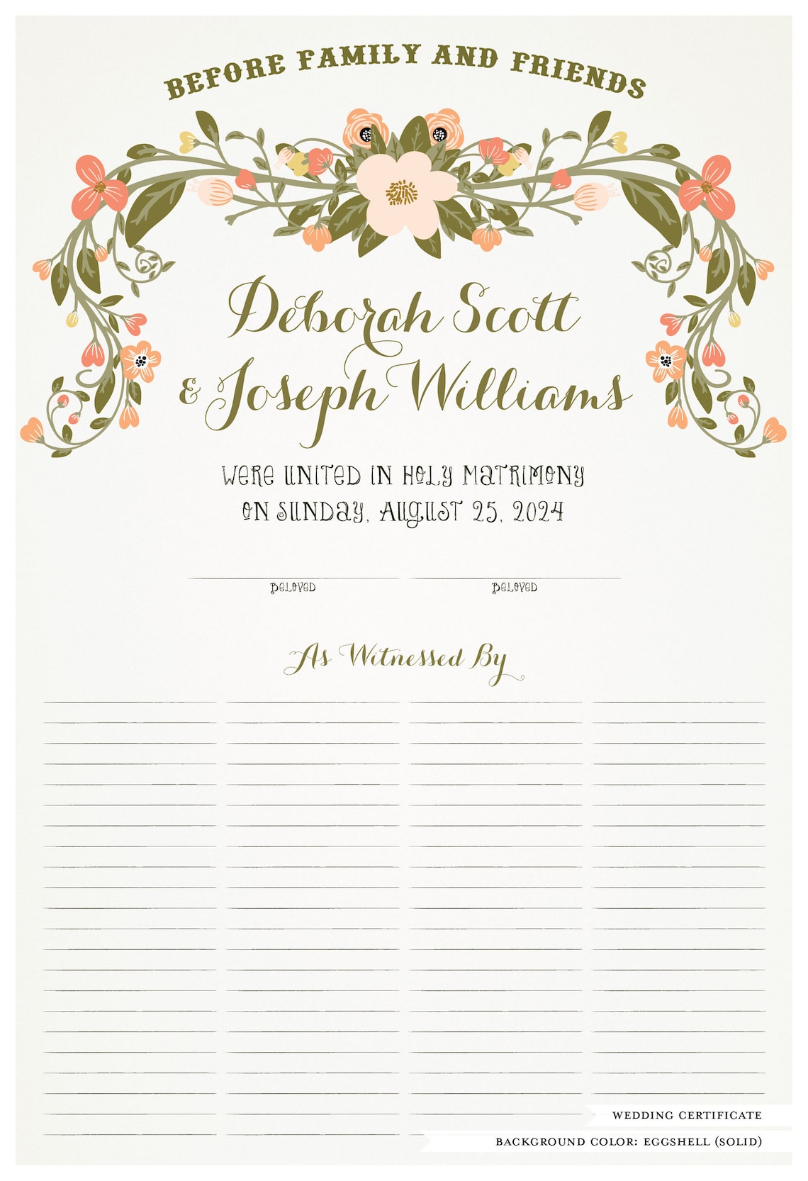 Quaker Marriage Certificate and Wedding Certificate Flower - Etsy