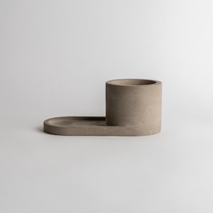 Concrete Planter with Tray - Minimalist Handmade Concrete Pot with Organizer | Scandinavian Indoors & Outdoors decor - Design 14