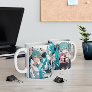 Hatsune Miku 11oz Mug - Anime Fan Gift, Hatsune miku Cup, Vocaloid Collectible, Aesthetic Drinkware, Birthday Present, Vocaloid Gift