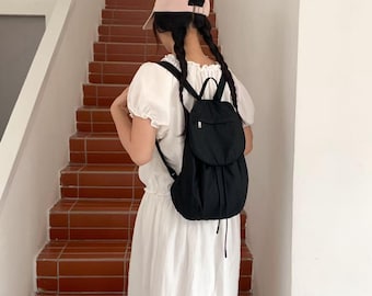 Polka Dot Mini Backpack, Lightweight Drawstring Backpack for Women, Casual Daypack, Cute Spot Print Bag, Small Travel Backpack | 4 Color