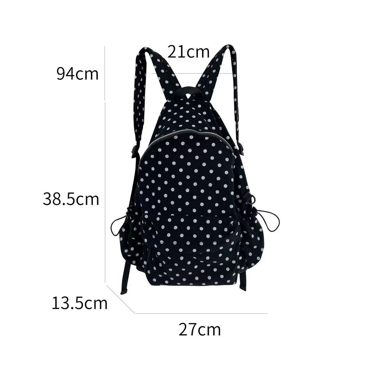 Betsey Johnson Cream Black Polka Dot Nylon Backpack Purse Heart Charm College Betsey Johnson Black Heart Quilted Satchel: Punk Sweetheart  main image 2
