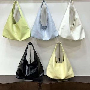 Große slouchy Umhängetasche - weiche Kunstleder-Einkaufstasche für Frauen, minimale ästhetische Hobo-Tasche, übergroße tägliche Handtasche