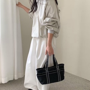 3 Color | Canvas Tote Bag with Pockets and Adjustable Strap - Mini Shoulder Crossbody Bag for Women - Casual Everyday Handbag in 5 Colors