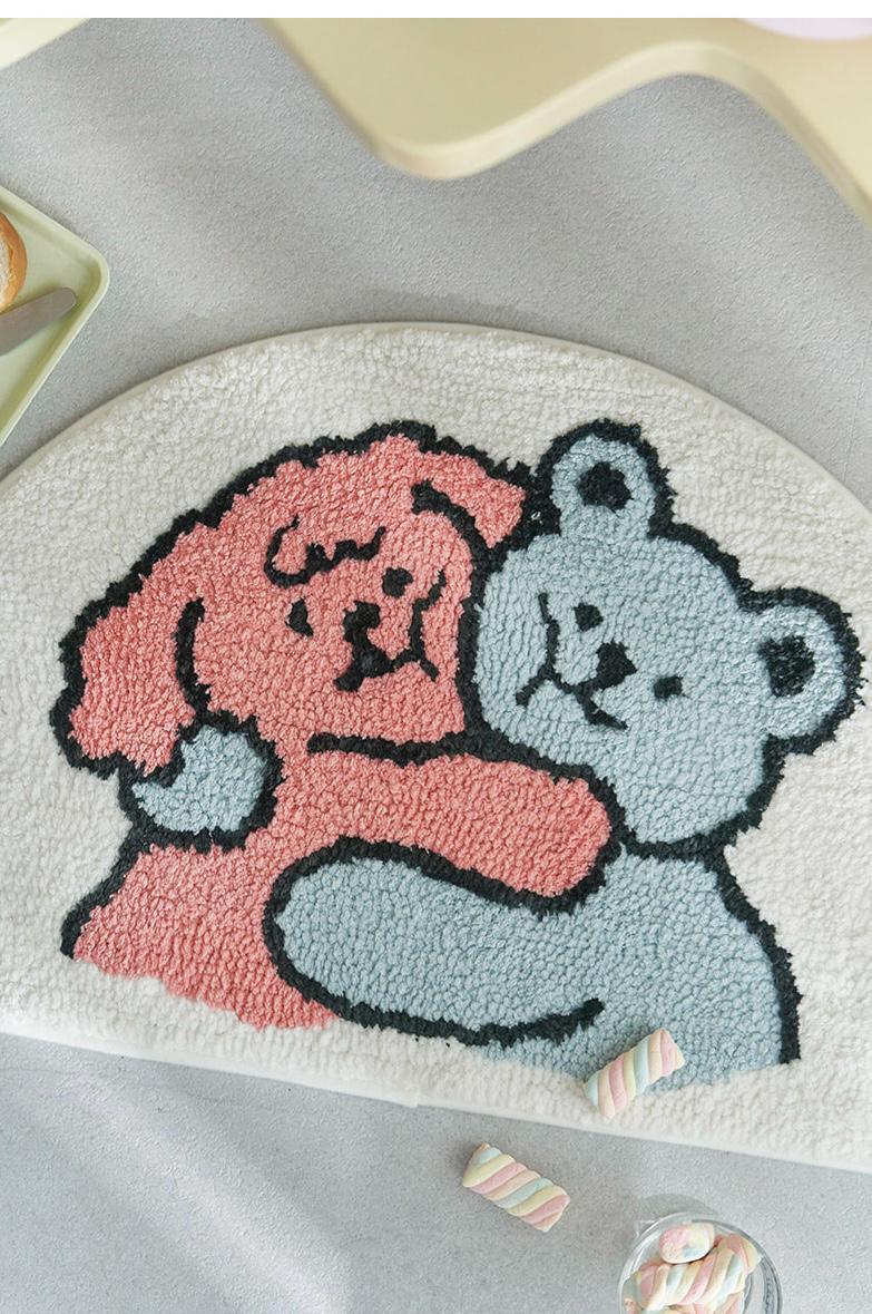 Kitsch Rugs Retro Kitsch Bear Half Moon Bath Mat – Cute Colorful Rug for Kids Room ...