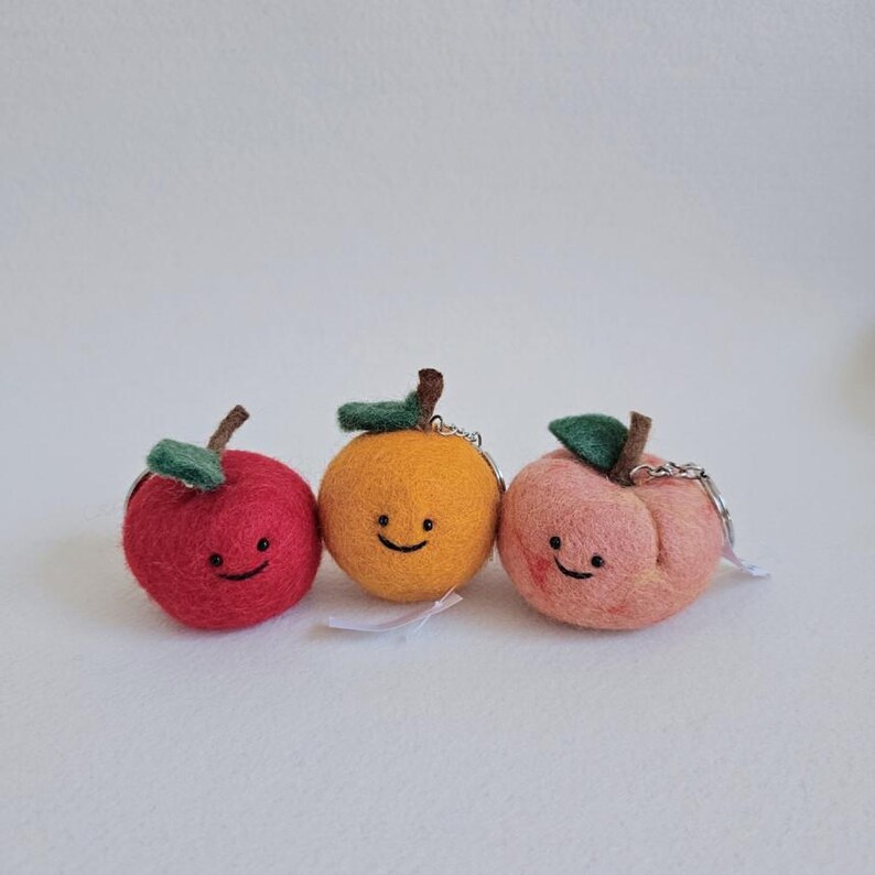 Cute Felt Vegetable Fruit Keychains – Handmade Kawaii Plush Key Ring ...
