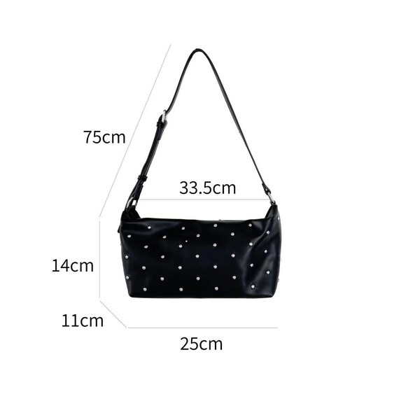 Dianzan Hobo-Tasche Aus Leder Nieten Für Damen, Y2 Produktbild-Vorschau 5