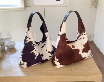 Gocvo Canvas Tote Bag - Cow Print Hobo Shoulder Bag, Large Capacity Crossbody Bag For Women - View #10