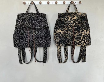 Leopard Print Rucksack | Y2K Retro Animal Print Rucksack | Lässige Reise Schultasche | Trendiger Schulterrucksack mit großer Kapazität