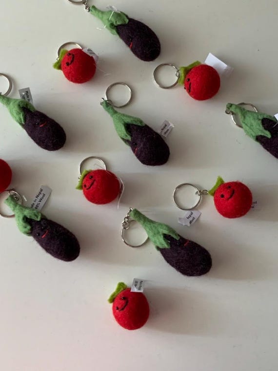 Handmade Felt Fruit and Vegetable Keychains – Cute Plush Bag Charms | Teacher Gift or Kids Party Favor