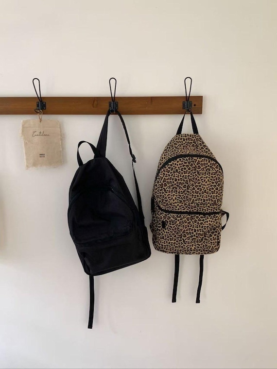 Leopard Print Backpack or Black Nylon Backpack, Lightweight  display picture 2