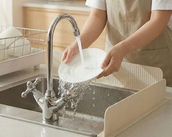 2er Pack Silikon Waschbecken Spritzschutz Set | Küche Wasserbarriere Anti-Spritzschutz | 7cm10cm12cm | Creme Grau | Premium koreanisches Silikon
