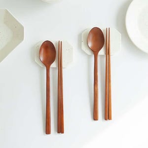 Wooden Spoon and Chopstick Set for 4 – Eco-Friendly Cutlery – Rustic Tableware – Housewarming Gift – Sustainable Kitchen Set