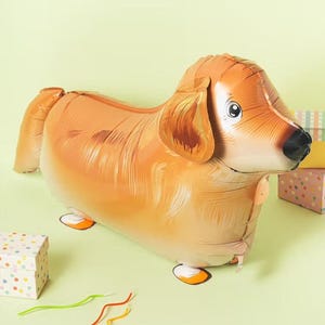 Pack of 10 Walkable Puppy Balloons - Kids&#39; Birthday Party Favors, Air-Filled, Fun & Reusable