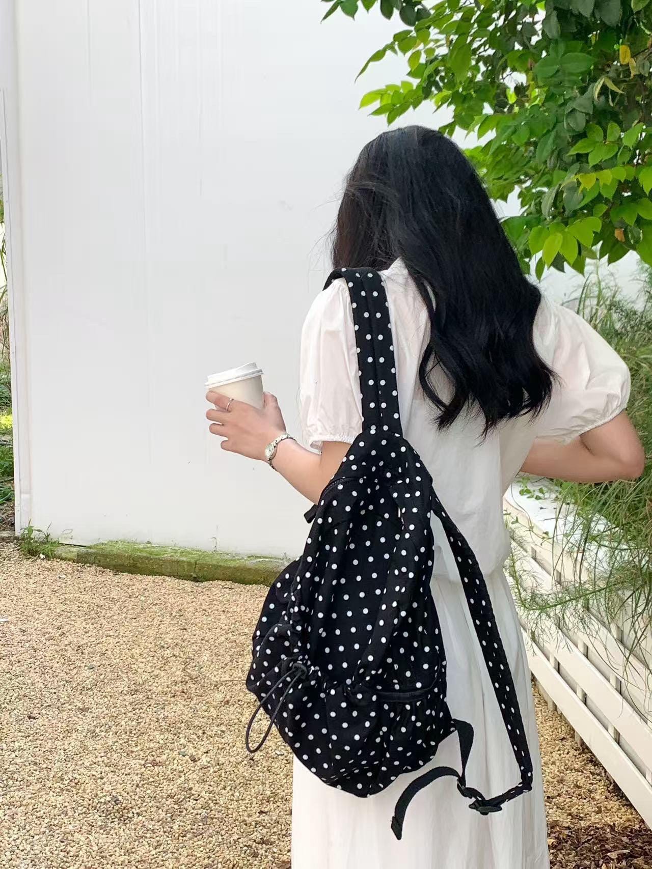 Black Polka Dot Backpack with Red Heart Accent Descendants Rebal At Heart Girls 17 main image 2