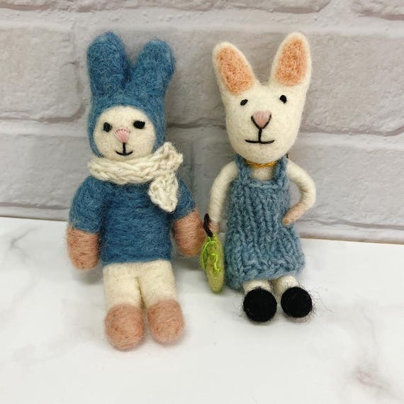 felt bunny in blue dress Sweet Bunny Annie