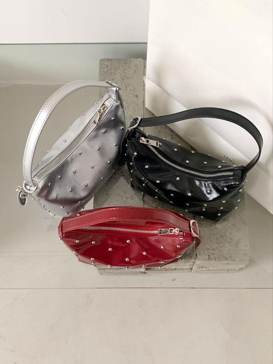 Y2k Red Leather Shoulder Bag - Etsy