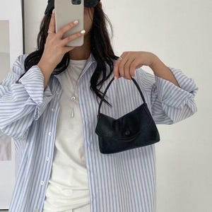 Small Shoulder Bag, Minimalist Top Handle Purse, Faux Leather Mini Handbag, Simple Everyday Bag for Women